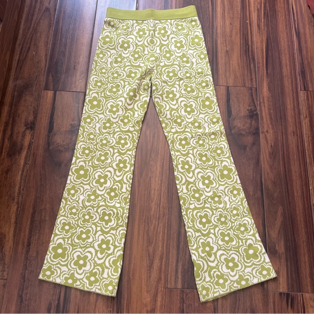 TWIK x Jack.org Floral Knit Flared Pants – Green & White – Size L - Picture 3 of 12